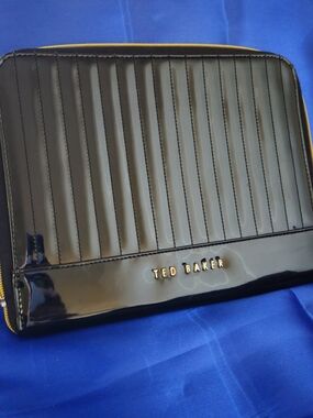 Ted Baker Black Quilted Patent Leather IPAD/tablet Zip Case
